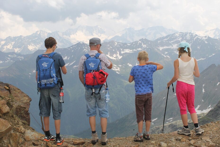 family hiking in Montana