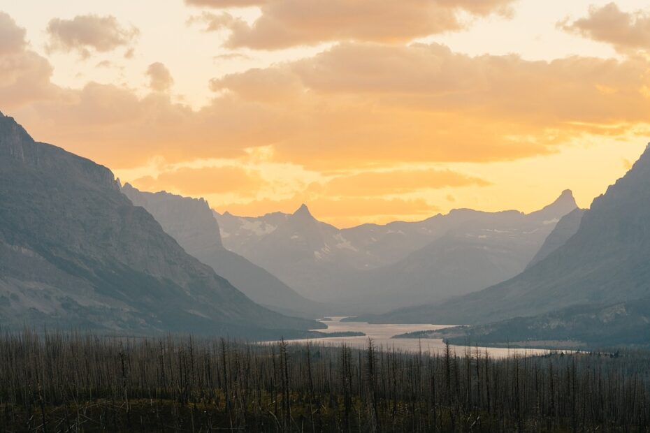 montana, glacier, sunset