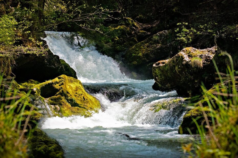 water, mountain stream, roaring