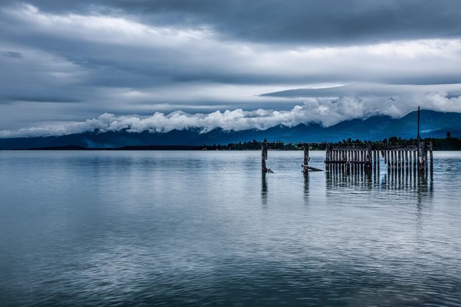 lake, nature, flathead lake, storm, montana, clouds, weather, water